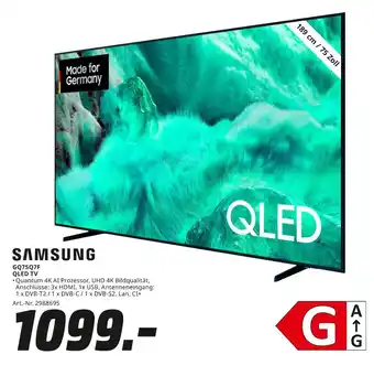 MediaMarkt Samsung gq75q7f qled tv Angebot