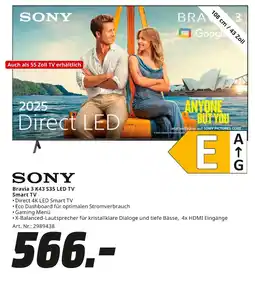 MediaMarkt Sony bravia 3 k43 s35 led tv smart tv Angebot