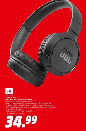 MediaMarkt Jbl tune 510 bt over-ear bluetooth kopfhörer Angebot