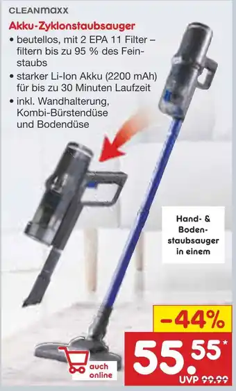Netto Marken-Discount Cleanmaxx akku-zyklonstaubsauger Angebot