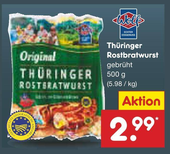 Wolf thüringer rostbratwurst Angebot bei Netto Marken-Discount
