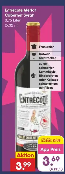 Netto Marken-Discount Entrecote merlot cabernet syrah Angebot