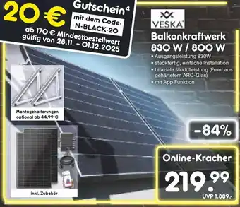 Netto Marken-Discount Veska balkonkraftwerk 830 w / 800 w Angebot