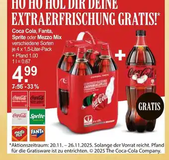 V Markt Coca cola, fanta, sprite oder mezzomix Angebot