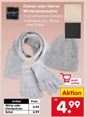 Netto Marken-Discount Spirit damen oder herren winteraccessoires - mütze oder handschuhe Angebot