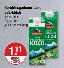 V Markt Berchtesgadener land esl-milch 1,5 % fett Angebot