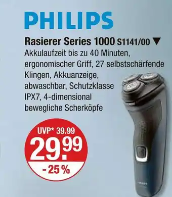 V Markt Philips rasierer series 1000 s1141/00 Angebot