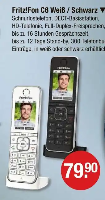 V Markt Fritz!fon c6 weiß / schwarz Angebot