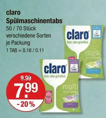 V Markt Claro spülmaschinentabs Angebot
