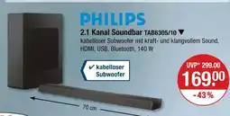 V Markt Philips 2.1 kanal soundbar tab6305/10 Angebot