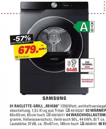 Höffner Samsung wärmepumpentrockner „dv90dg6845lbu2“ Angebot