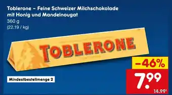 Netto Marken-Discount Toblerone feine schweizer milchschokolade mit honig und mandelnougat Angebot