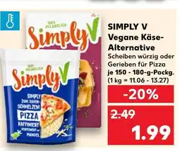 Kaufland Simply v vegane käse-alternative scheiben würzig Angebot