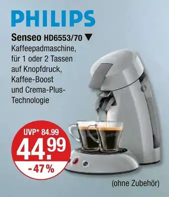 V Markt Philips senseo hd6553/70 Angebot