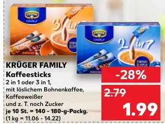 Kaufland Krüger family 2 in 1 kaffeesticks Angebot