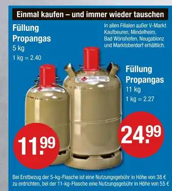 V Markt Füllung propangas Angebot