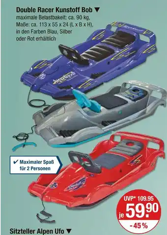 V Markt Double racer kunststoff bob Angebot