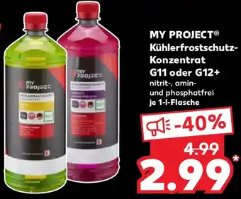 Kaufland MY PROJECT Kühlerfrostschutz Konzentrat G11 oder G12+ Angebot