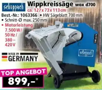 Norma Scheppach Wippkreissäge wox d700 Angebot