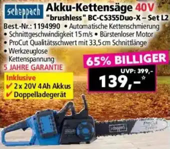 Norma Scheppach Akku-Kettensäge 40V Angebot