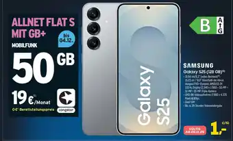 Euronics SAMSUNG Galaxy S25 (128 GB)+ ALLNET FLAT S MIT GB+ Angebot
