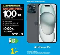 Euronics iPhone 15 (128 GB) + ALLNET-FLAT CLASSIC 100GB Angebot