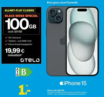 Euronics iPhone 15 (128 GB) + ALLNET-FLAT CLASSIC 100GB Angebot