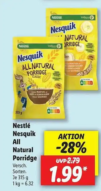 Lidl Nestlé Nesquik All Natural Porridge Angebot