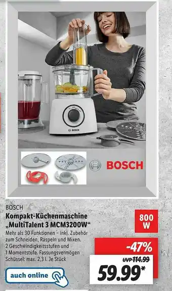 Lidl Bosch Kompakt-küchenmaschine „multitalent 3 Mcm3200w“ Angebot
