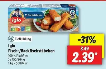 Lidl Iglo Fisch- Oder Backfischstäbchen Angebot