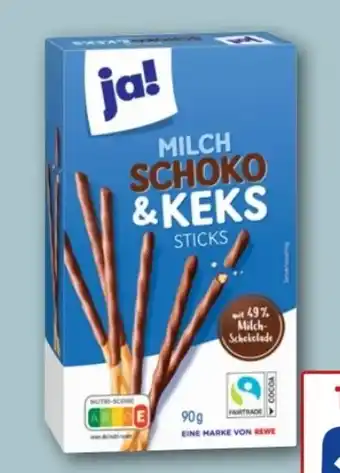 REWE ja! Milch Schoko & Keks Sticks Angebot
