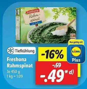 Lidl Freshona Rahmspinat Angebot