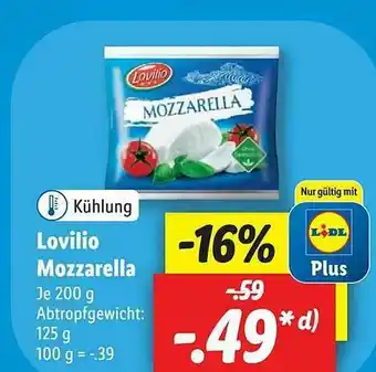 Lidl Lovilio Mozzarella Angebot