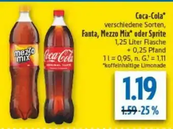 diska Coca-Cola, Fanta, Mezzo Mix oder Sprite Angebot
