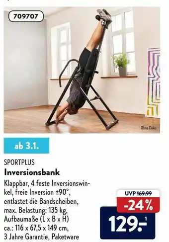 Aldi Süd Sportplus Inversionsbank Angebot