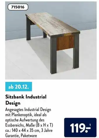 Aldi Süd Sitzbank Industrial Design Angebot