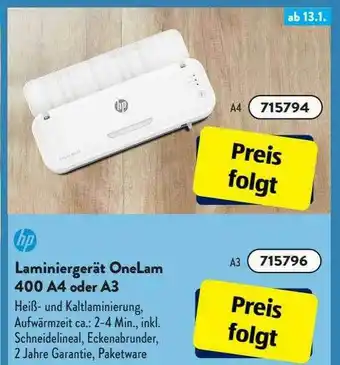 Aldi Süd Hp Laminiergerät Onelam 400 A4 Oder A3 Angebot