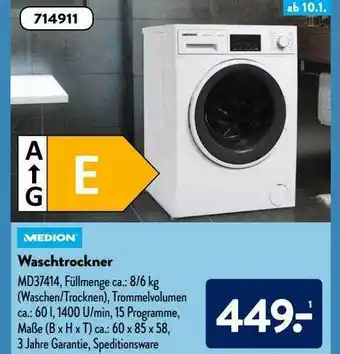 Aldi Süd Medion Waschtrockner Md37414 Angebot