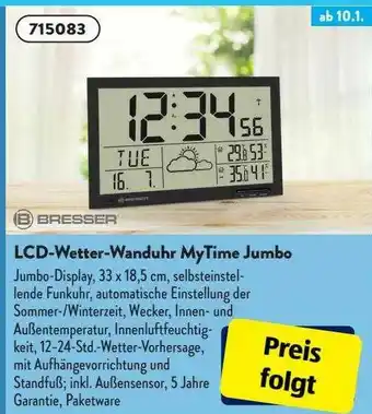 Aldi Süd Bresser Lcd-wetter-wanduhr Mytime Jumbo Angebot