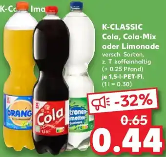Kaufland K-CLASSIC Cola, Cola-Mix oder Limonade Angebot