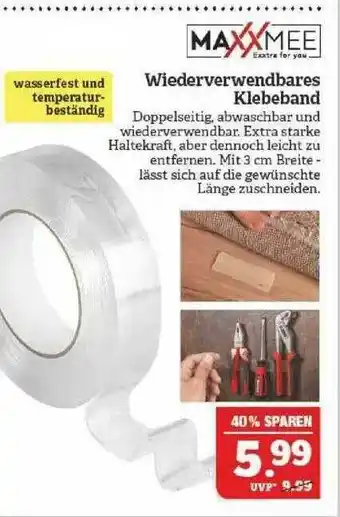 Marktkauf Maxxmee Wiederverwendbares Klebeband Angebot