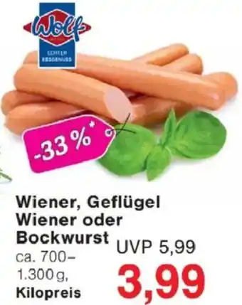 Jawoll Wiener, Geflügel Wiener oder Bockwurst Angebot