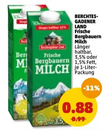 PENNY Berchtes gadener Land Frische Bergbauern Milch Angebot