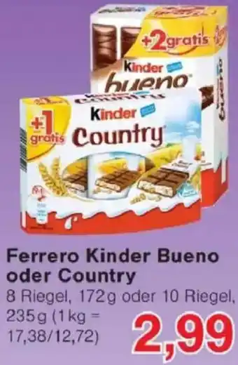 Jawoll Ferrero Kinder Bueno oder Country Angebot