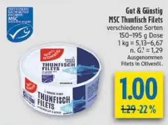 diska Gut & Günstig MSC Thunfisch Filets Angebot