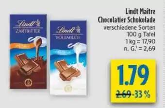 diska Lindt Maître Chocolatier Schokolade Angebot