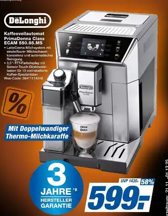 Expert Delonghi kaffeevollautomat primadonna class ecam 550.85 ms Angebot
