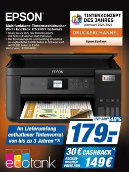 Expert Epson multifunktions-tintenstrahldrucker wi-fi ecotank et-2851 schwarz Angebot