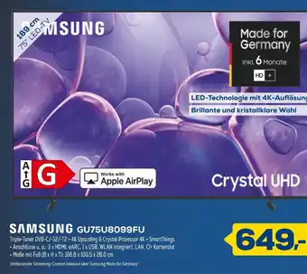 Euronics Samsung 75“ led tv gu75u8099fu Angebot