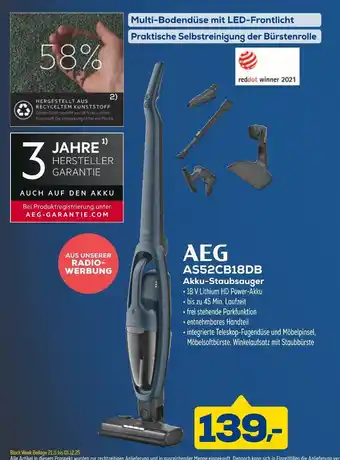 Euronics Aeg as52cb18db akku-staubsauger Angebot